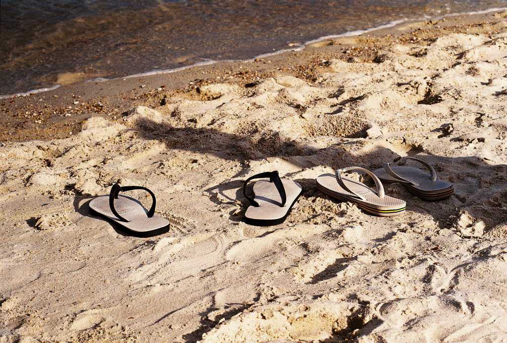 Flip flops on the beach